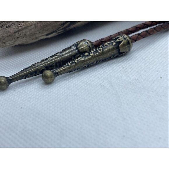 Western Bolo tie Lariat Death Head Moth Skull Cameo Rustic Wedding Attire Party - Picture 11 of 16